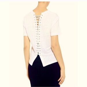 ALC ivory lace up blouse